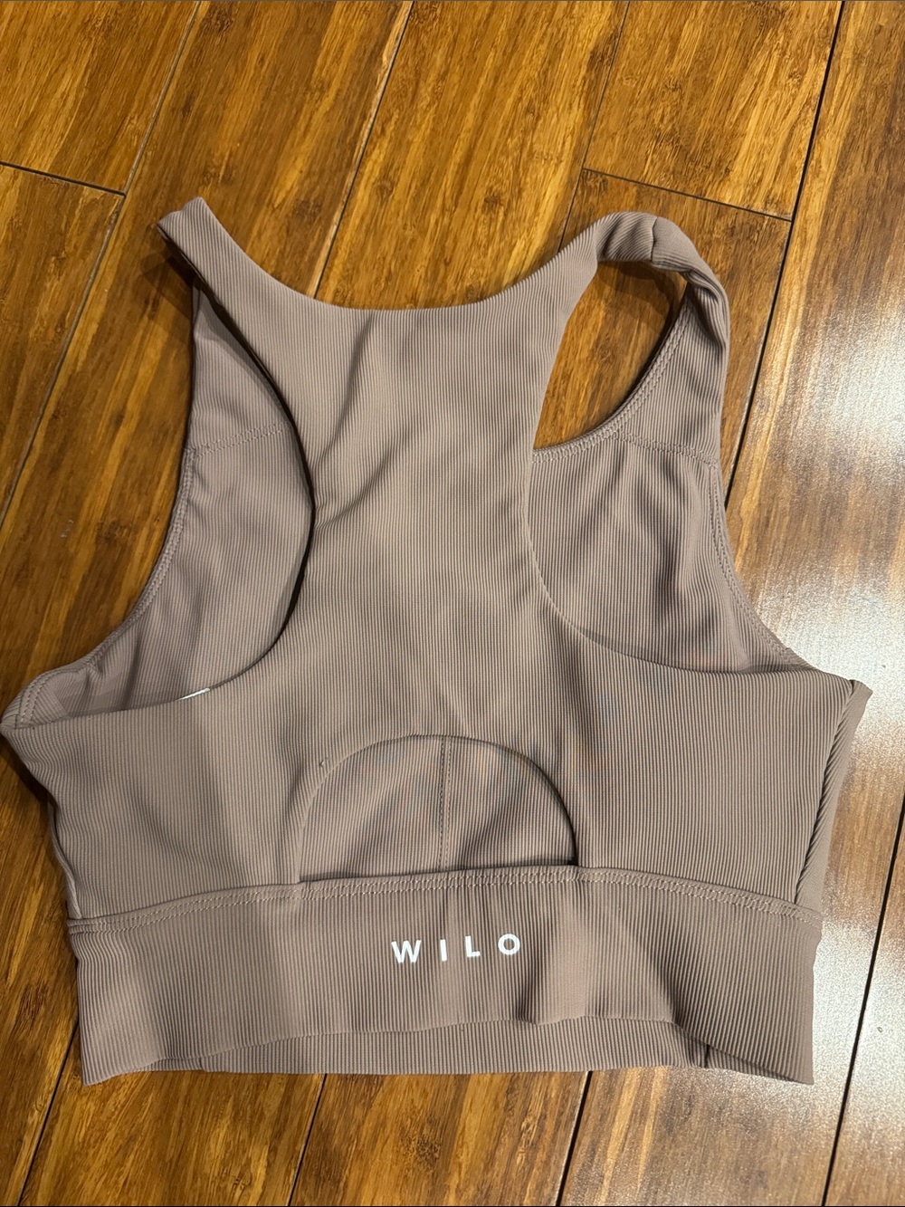 Wilo Ribbed High-Neck Bralette in Taupe - Picture 4 of 5